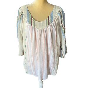 Sacred Threads Boho Peasant Blouse One Size